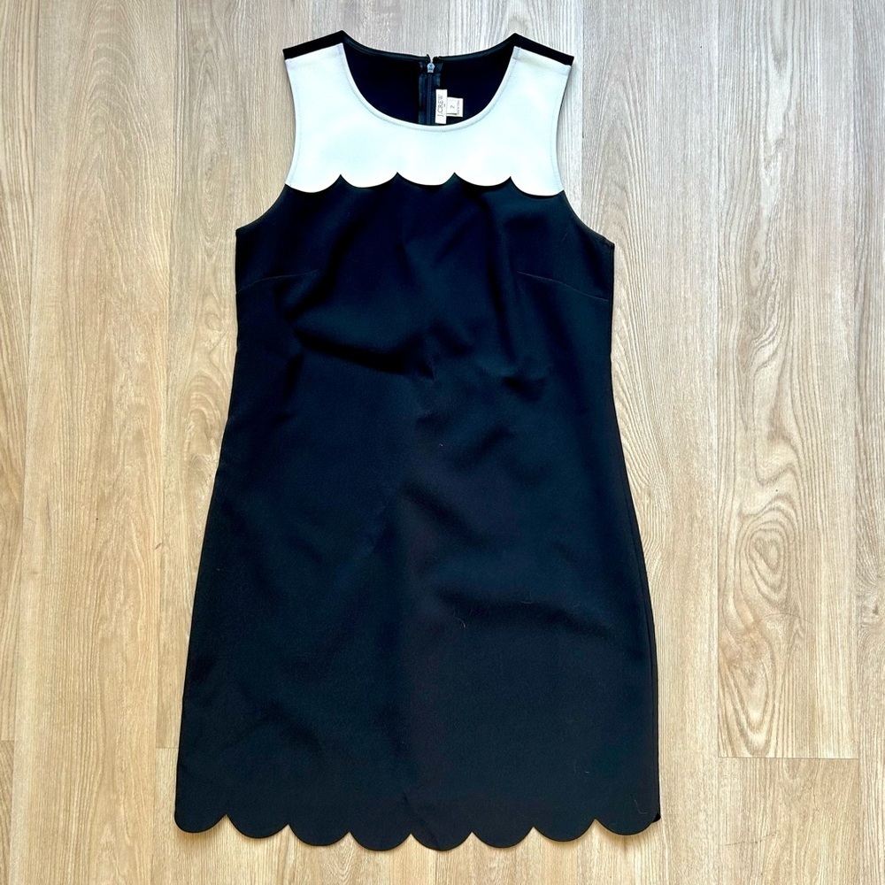J. Crew Scallop Hem Black & White Sleeveless Formal Dress